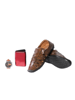 Mens Brown Sandal with Watch & Wallet Pack of 3