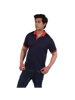 Navy Blue t-shirt with red collar