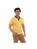 Yellow t-shirt with navy blue collar