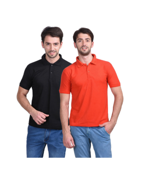 Picture of Urban Owl Pack of 2 Solid Polo T-shirt- Black & Red