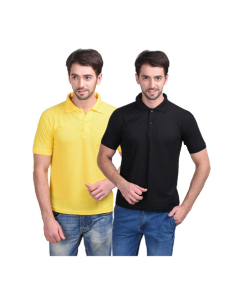 Picture of Urban Owl Pack of 2 Solid Polo T-shirt- Black & Yellow