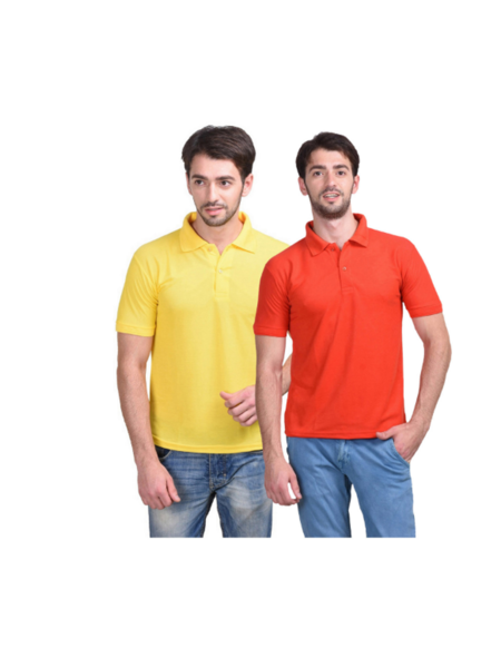 Picture of Urban Owl Pack of 2 Solid Polo T-shirt- Red & Yellow
