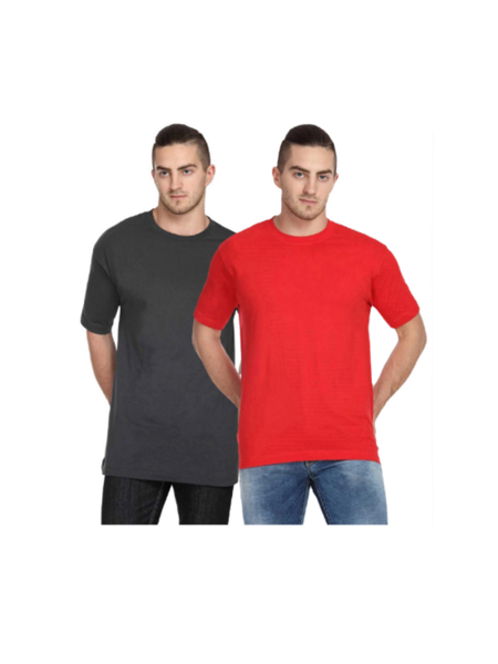Picture of Urban Owl Pack of 2 Round Neck T-shirt- Black & Red