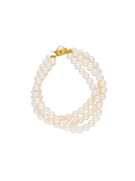 Picture of 3 Line Button Pearl Bracelet