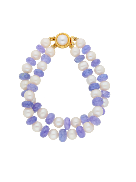 Picture of Sky Blue Stone With Pearl Bracelet