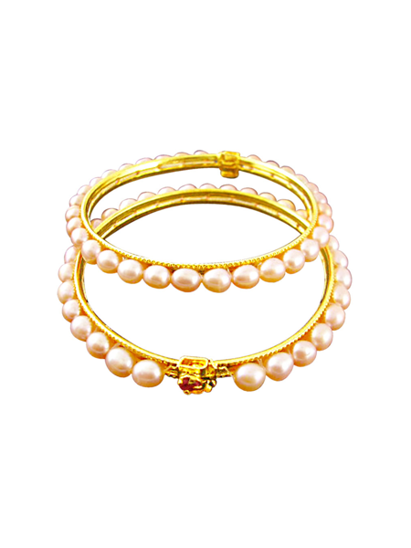Picture of Sri Jagdamba Pearls Peach Oval Pearl Bangles