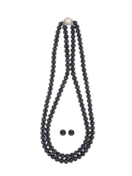 Picture of 2 Lines Black Pearl Necklace