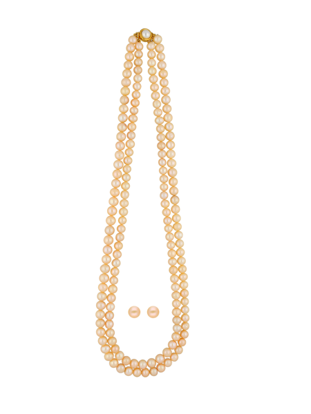 Picture of 3 Lines Peach Pearls Necklace