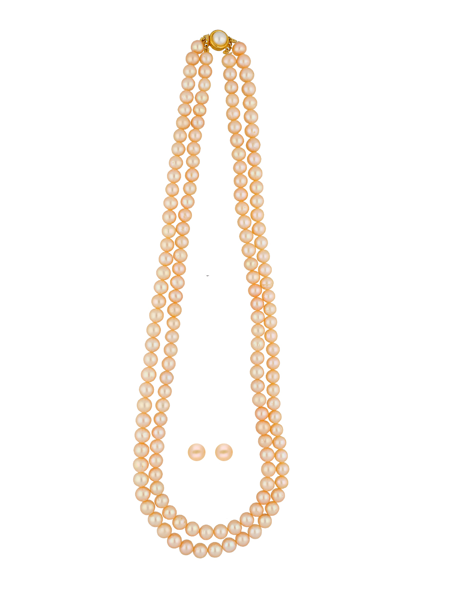 Picture of 2 Line Peach Pearl Necklace