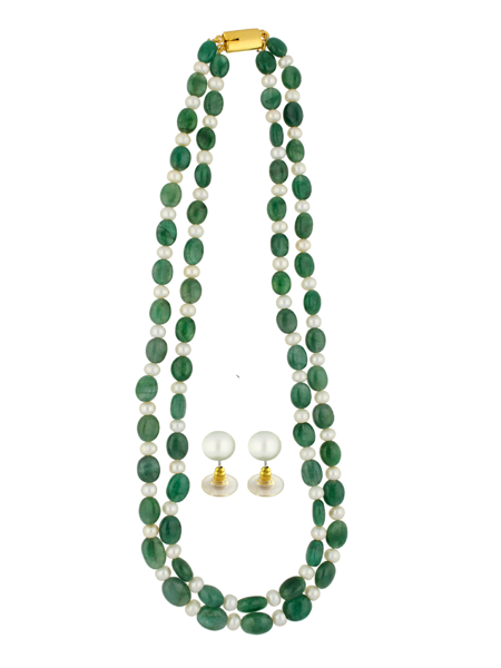Picture of 2 String Emerald  Pearl Necklace