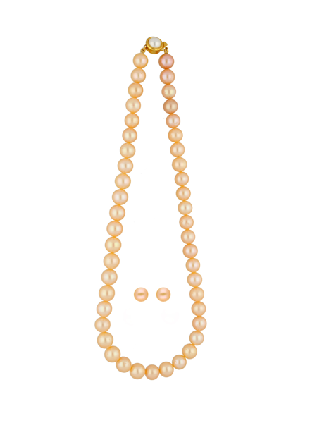 Picture of Single Line Peach Pearl Necklace