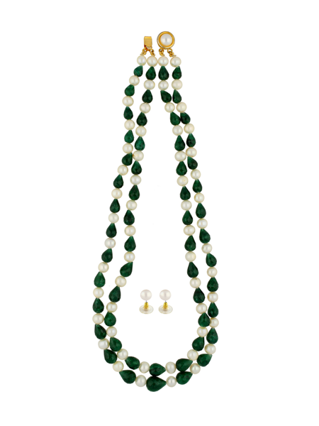 Picture of 2string Pearls & Emerald Necklace
