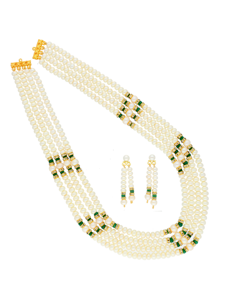 Picture of Green Stone 4 Line Necklace By Sri Jagdamba Pearls