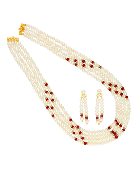 Picture of Red Stone 4 Line Necklace By Sri Jagdamba Pearls
