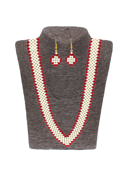 Picture of RED COLOR STONE JAALI PEARL NECKLACE BY SRI JAGDAMBA PEARLS