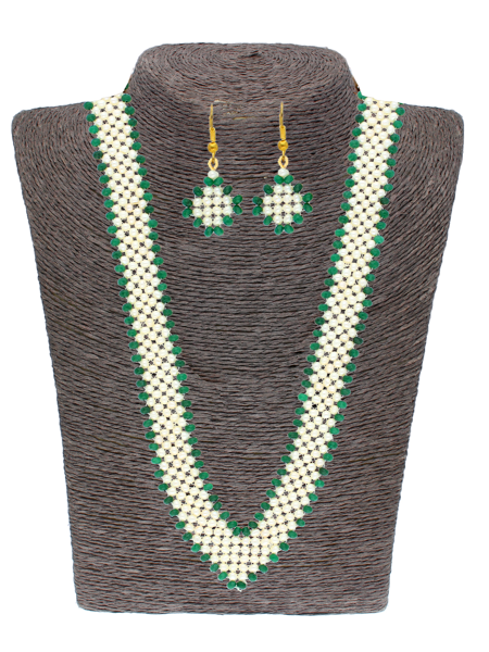 Picture of GREEN STONE JAALI PEARL NECKLACE BY SRI JAGDAMBA PEARLS
