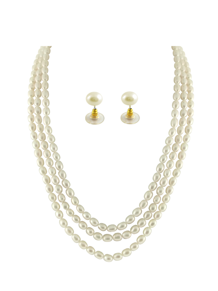 Picture of Sri Jagdamba Pearls 3 String Oval Pearl Necklace