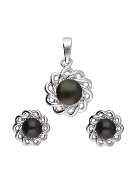 Picture of Azeela  92.5 Silver Pearl Pendant Set