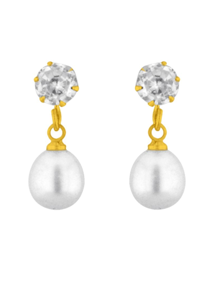 Picture of Sri Jagdamba Pearls White Drop Pearl Earrings