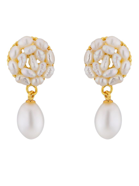 Picture of Sri Jagdamba Pearls Aura Drop Pearl Earrings