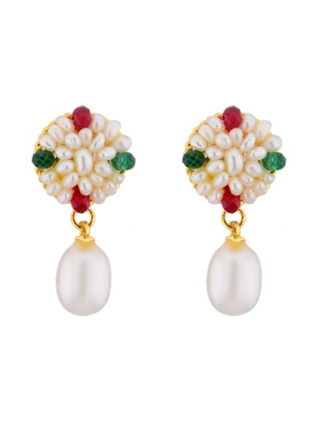 Picture of Sri Jagdamba Pearls Graceful Drop Pearl Earrings