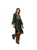 Picture of Dark Geen Rayon Thread worked kurti with printed plazzo set for woman
