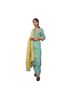 Picture of Rayon  Mint Printe kurti with Trouser and solid yellow Duptta