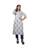 Picture of Rayon White Printed kurti with Blue pant set for Woman
