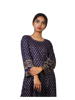 Picture of Woman's Navy Blue Printed Rayon long kurti