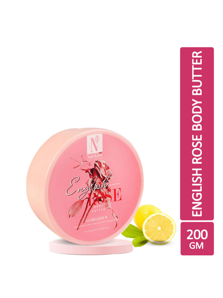 Picture of NutriGlow NATURAL'S ENGLISH ROSE Body Butter For Deep Moisture , Skin Softening and Skin Damage Repair (200GM)