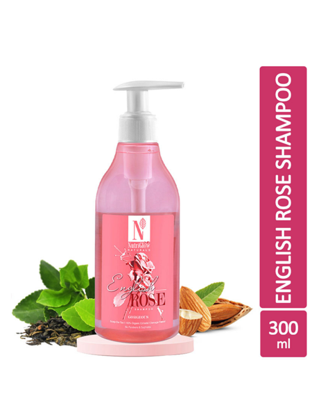 Picture of NutriGlow NATURAL'S English Rose Shampoo | Scalp De-Tox | 100% Organic Extracts | Damage Repair | No Parabens & Sulphates (300ML)