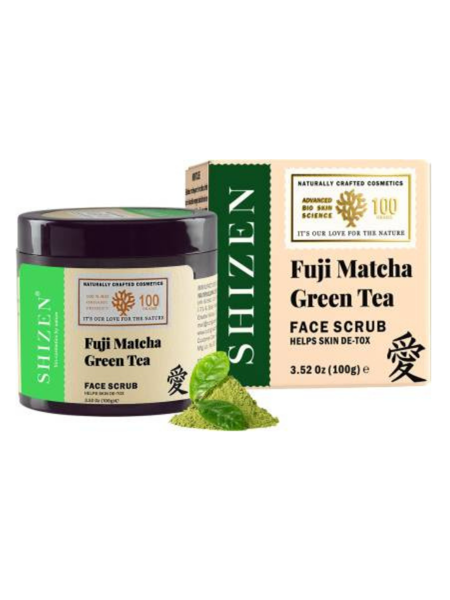 Picture of SHIZEN Fuji Matcha Green Tea Face Scrub /Organic Exfoliating Face/100% organic Scrub  (100 g)