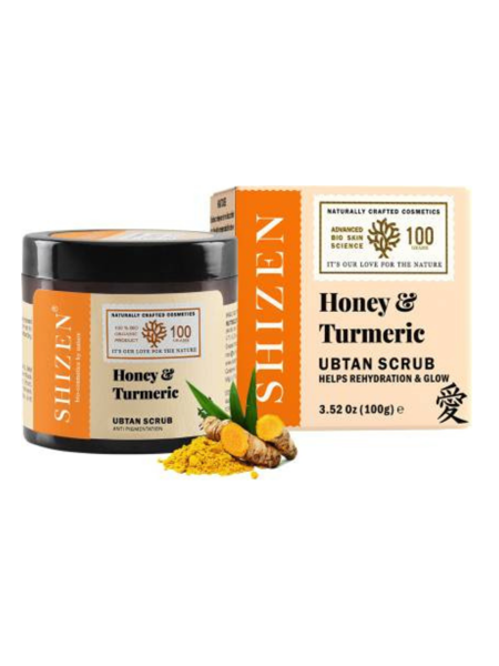 Picture of SHIZEN Honey Turmeric Ubtan Face Scrub / Softens / Firms & Tones for Glowing Skin/100% Organic Scrub  (100 g)