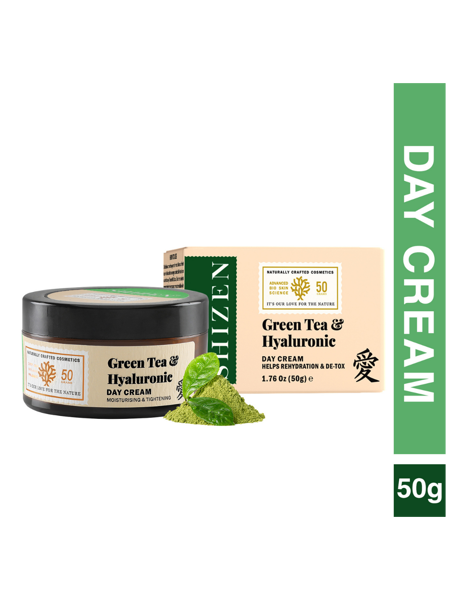 Picture of SHIZEN Moisturizing Green Tea & Hyaluronic Face Cream/ Day Cream / Brightening/ No Parabens /Tightening  (50 g)