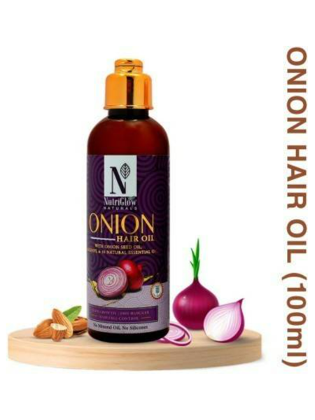 Picture of NutriGlow NATURAL'S Onion Hair Oil for hair growth with Onion & Redensyl for Hair Fall Control Hair Oil (100ml)