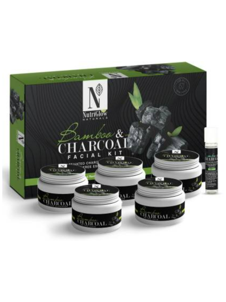 Picture of NutriGlow NATURAL'S BAMBOO AND ACTIVATED CHARCOAL FACIAL KIT/FOR GLOWING SKIN/DETOXIFIES SKIN/REMOVES BLEMISHES (260gm)