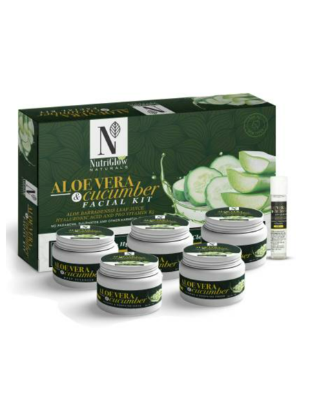Picture of NutriGlow NATURAL'S ALOE VERA & CUCUMBER FACIAL KIT WITH HYALURONIC ACID AND PRO VITAMIN B5/ FOR HYDRATES AND HEALS DRY SKIN (260gm)