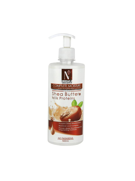 Picture of NutriGlow NATURAL'S Shea Butter Milk Proteins/Complete Moisture Skin Nourishing Lotion/Hydrate /Soften Dry and Inflamed Skin (500ml)