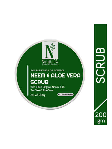 Picture of NutriGlow Advanced Organics Neem and Aloe Vera Scrub / Skin Purifying Scrub (200gm)