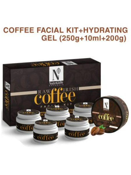 Picture of NutriGlow NATURAL'S Organic Raw Irish Coffee Facial Kit (260 gm) With Coffee Hydrating Gel (200 gm)/ Tea Tree With Jojoba Oil / Hydrate Skin