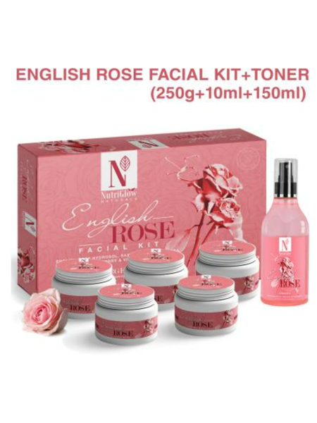 Picture of NutriGlow NATURAL'S English Rose Hydrosol Facial Kit (260 gm) With Toner (150 ml)- For Glowing Skin/ Sensitive and Oily Skin/ Tighten Pores