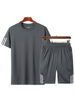 Grey Round Neck T Shirt And Shorts Combo For Men