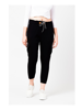 Front View of Black Slim Fit Cargo Joggers for Women