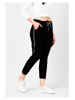 Side View of Black Slim Fit Cargo Joggers for Women