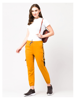 Yellow Slim Fit Cargo Joggers for Women