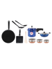 9 Pcs Blue Non Stick Cookware Set and 3 Ltr Pressure Cooker Combo
