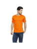 Orange Solid round neck t shirt for men