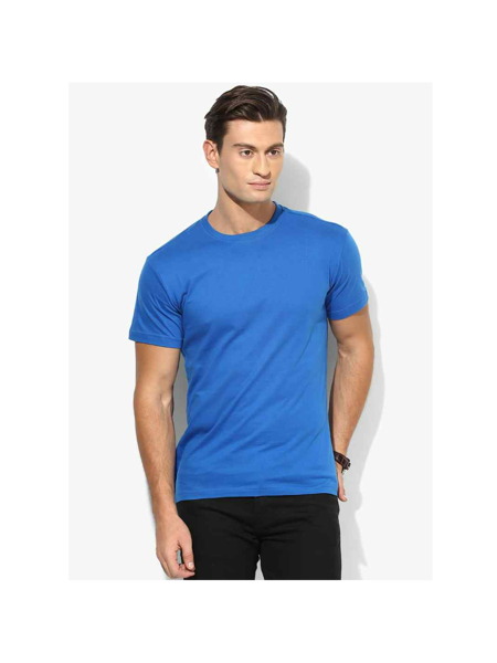Royal Blue Solid round neck t shirt for men