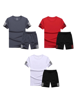 Grey, Red & White T-shirt & Shorts Combo