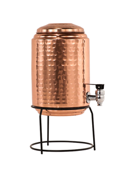 5 ltr Hammered copper water dispenser with stand